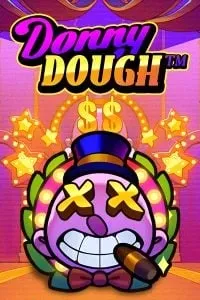 Copertina della slot 'Donny Dough' con un personaggio clownesco, occhi a forma di dollaro e sigaro