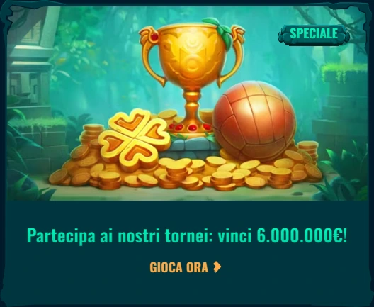 Immagine promozionale di un torneo di casinò con una coppa d’oro e monete